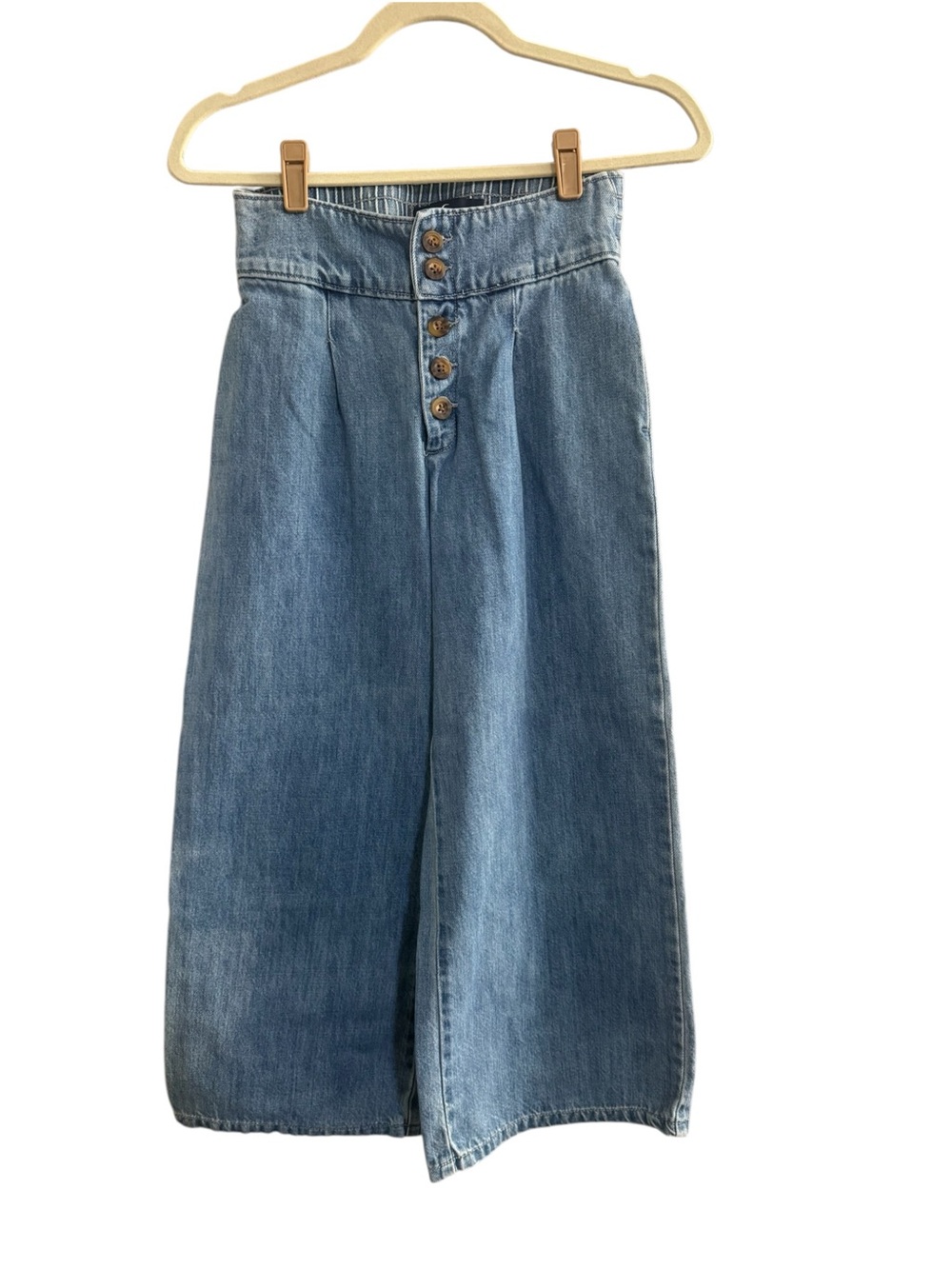 Hollister Ultra High Rise Culotte Jeans Wide Leg button fly Size XS #7453